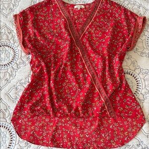 Max Studio Red Floral Blouse